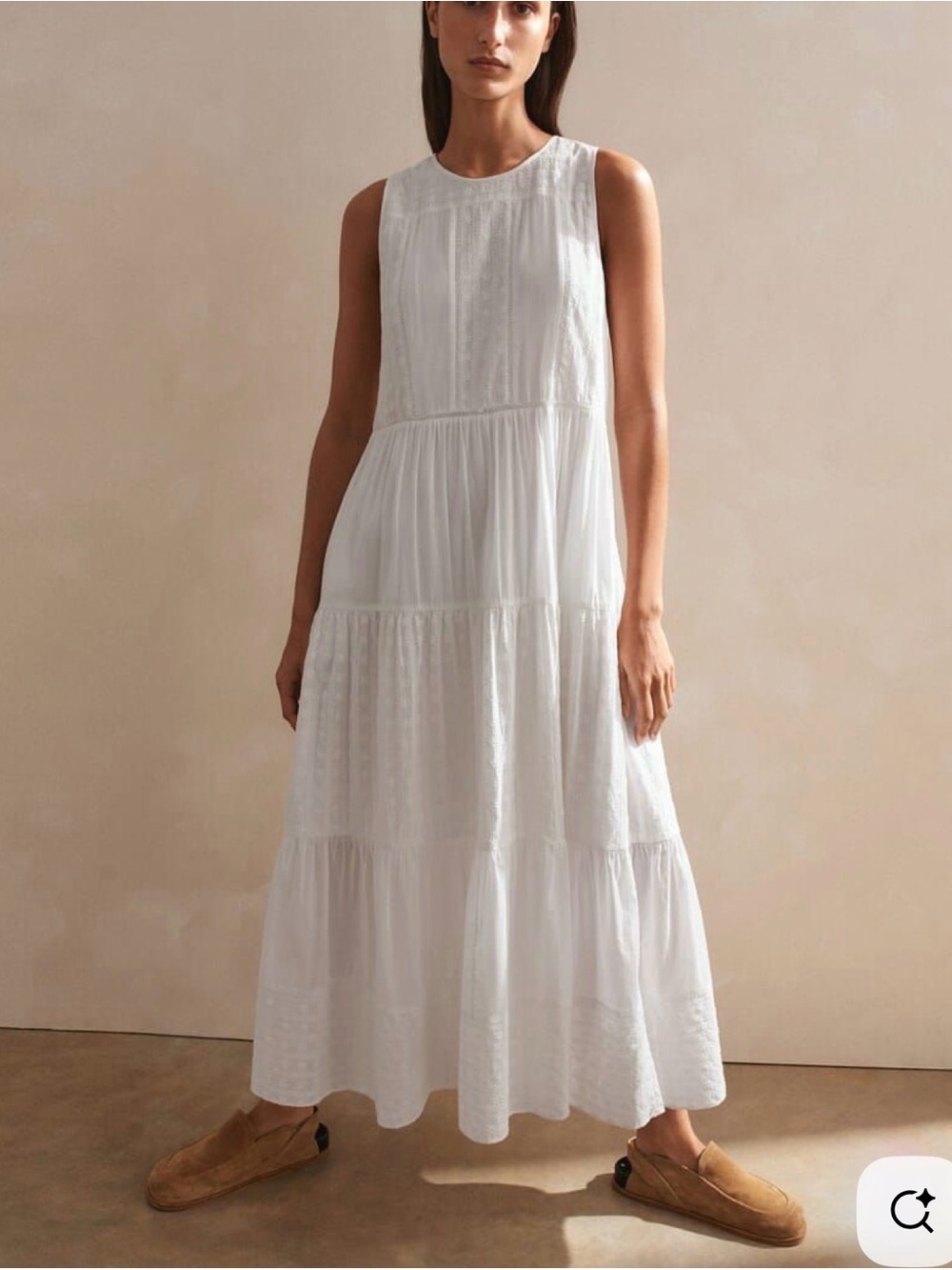 ME+EM White Embroidered Sleeveless Tiered Maxi Dress